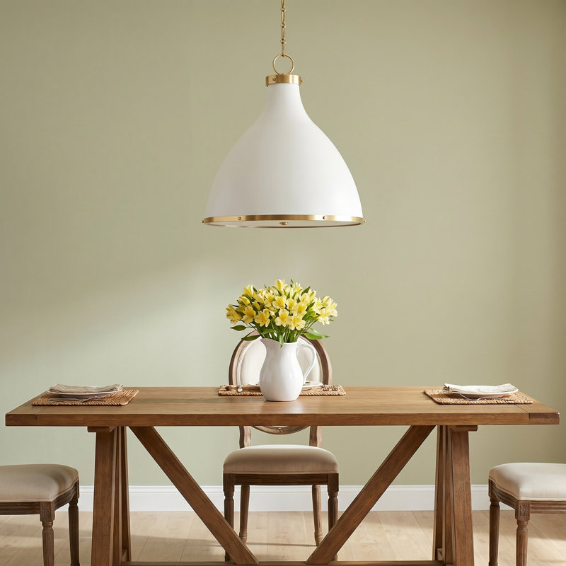 3 - Light Aged Brass Shaded Pendant, Aged Brass
