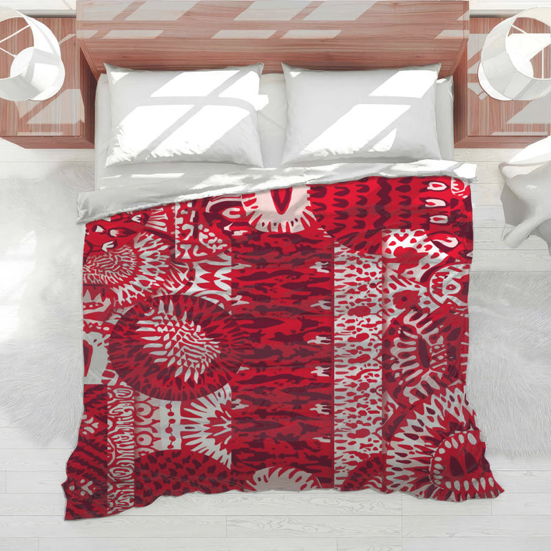 Red Abstract Circles Comforter, Twin Extra Long