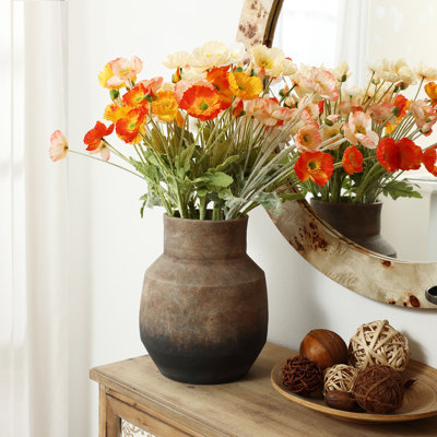 Brown Ombre Terracotta 9.6-Inch Round Bowl Vase