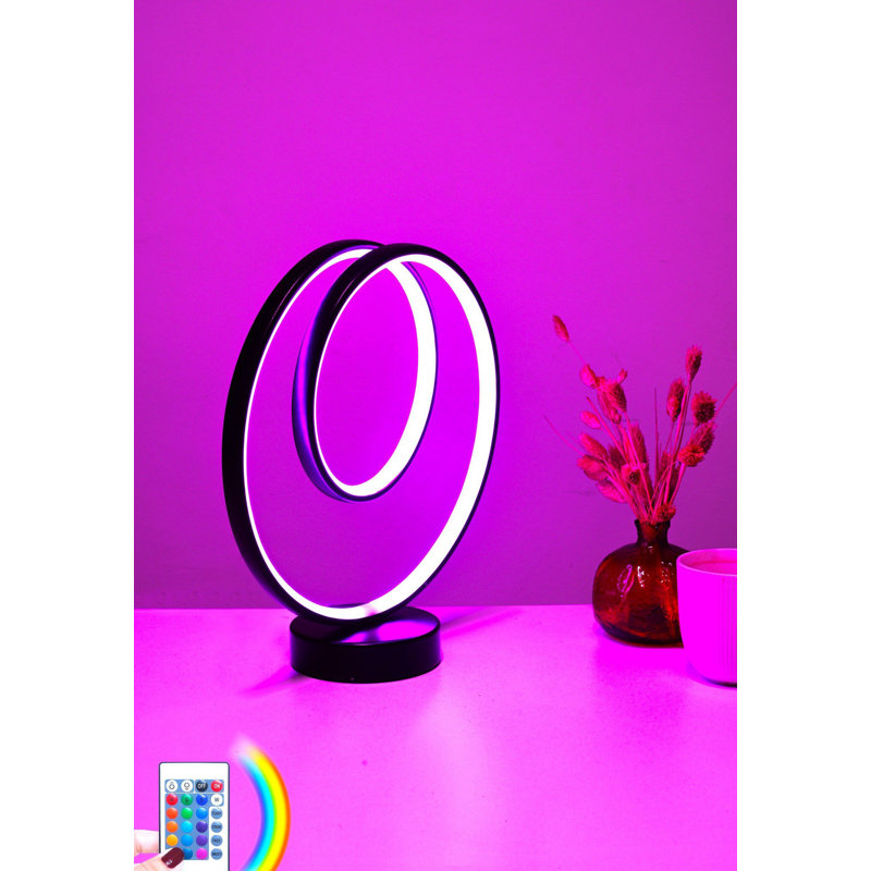 Modern Table Lamp with Remote Control, 16 Colors & 4 Lighting Modes, 100% Aluminium, 13.0 x 4.7 x 13.8 inches | Black Electrostatic Coated Body | A+ Energy Rated, 20,000+ Hours Lifetime, Perfect for Home & Office
