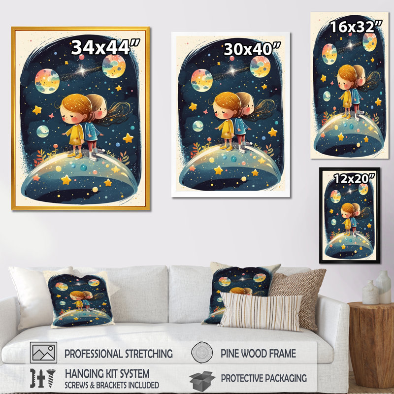«Youthful Imagination In Bloom I», reproduction sur toile, H 20 po x l 12 po x P 1 po, Encadrement doré