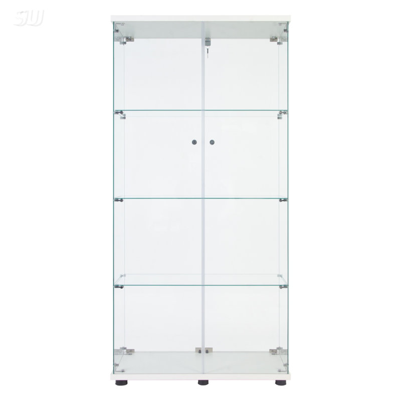 Vitrine à deux portes avec 4 tablettes pour objets de collection et de décoration, solution de rangement durable et sécuritaire