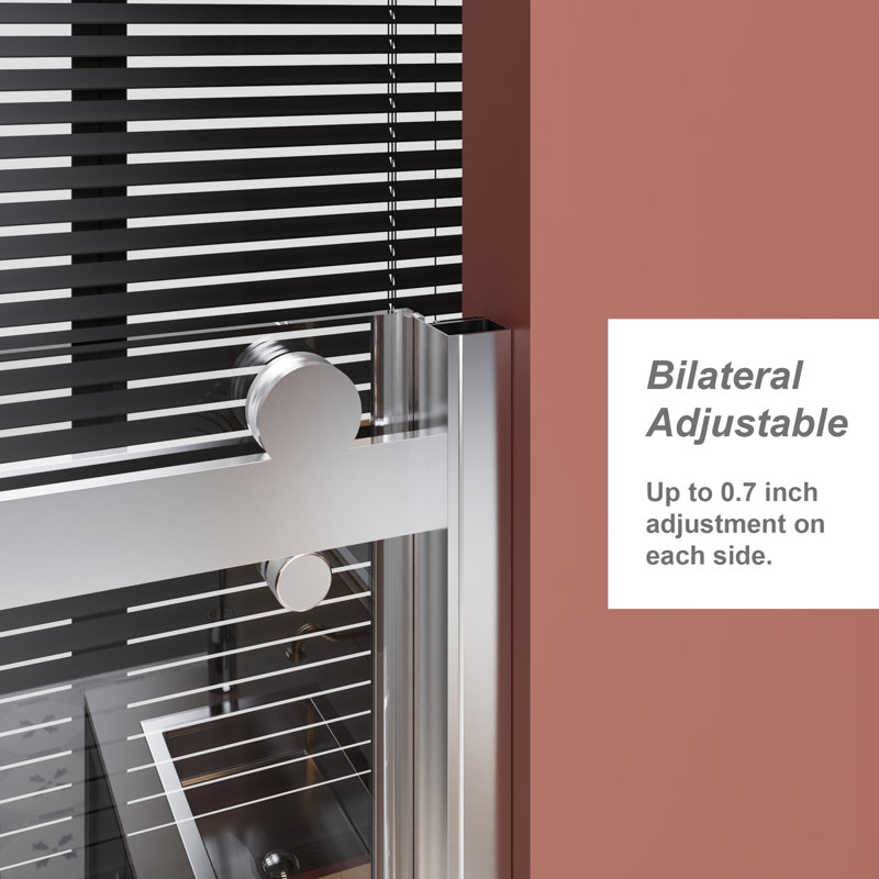 60 In W Single Sliding Shower Door 72 H With 1/4 Inch Thick Clear Tempered Glass, Stainless Steel Handle, Adjustable Width - Reversible Mount, Stain Aluminum Alloy Rail Installation, Structure