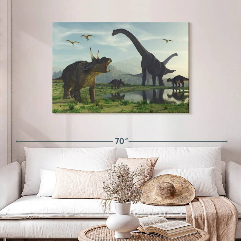 Monde des dinosaures, H 30 po x l 45 po