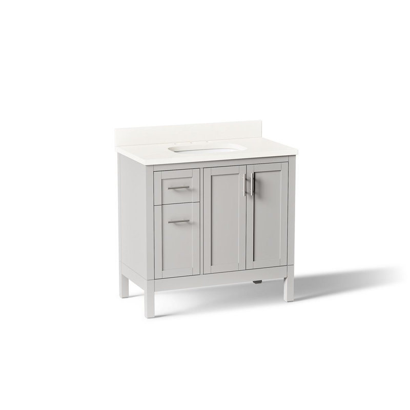 37" Single Bathroom Vanity Set, White, Atmos Gray