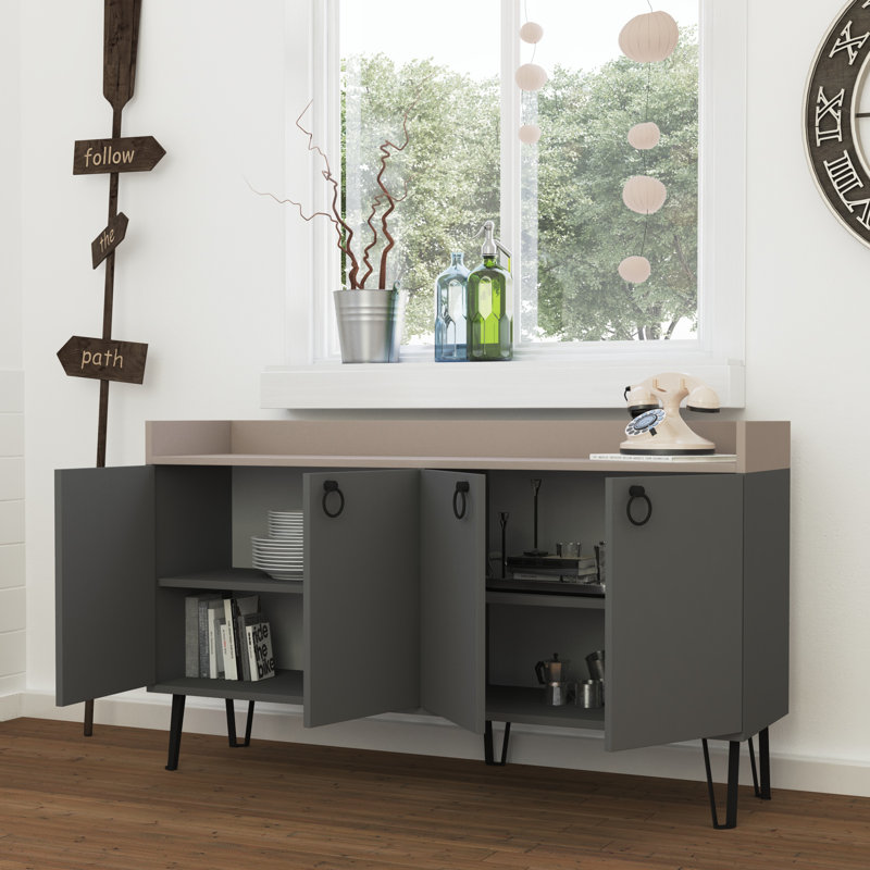 Buffet de 55,12 po de largeur Brompton, Anthracite / moka clair