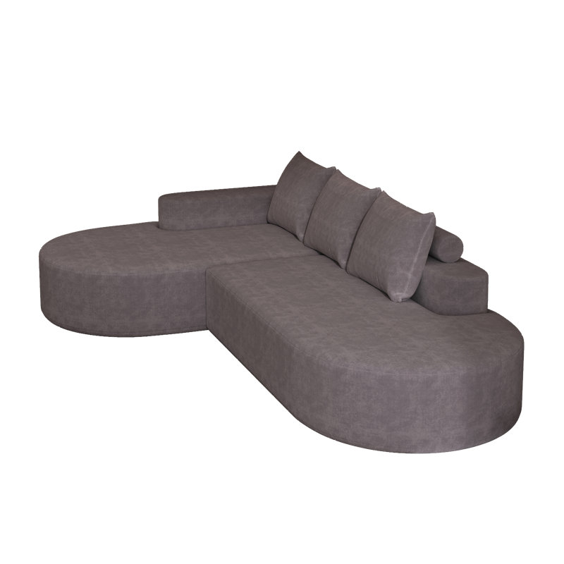 Canapé incurvé, ensemble de canapé modulaire revêtu de chenille, canapé modulaire en L 108,5 po, Gris, Face à la droite