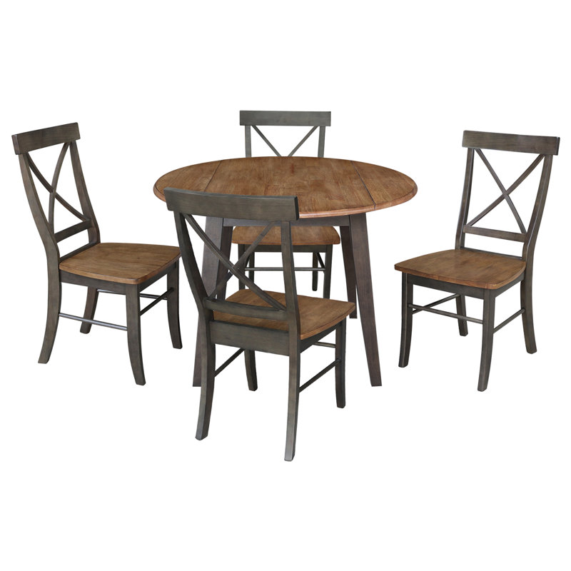 Ensemble de salle à manger Kaylam, Hickory / charbon délavé, 5 pièces: table, 4 chaises