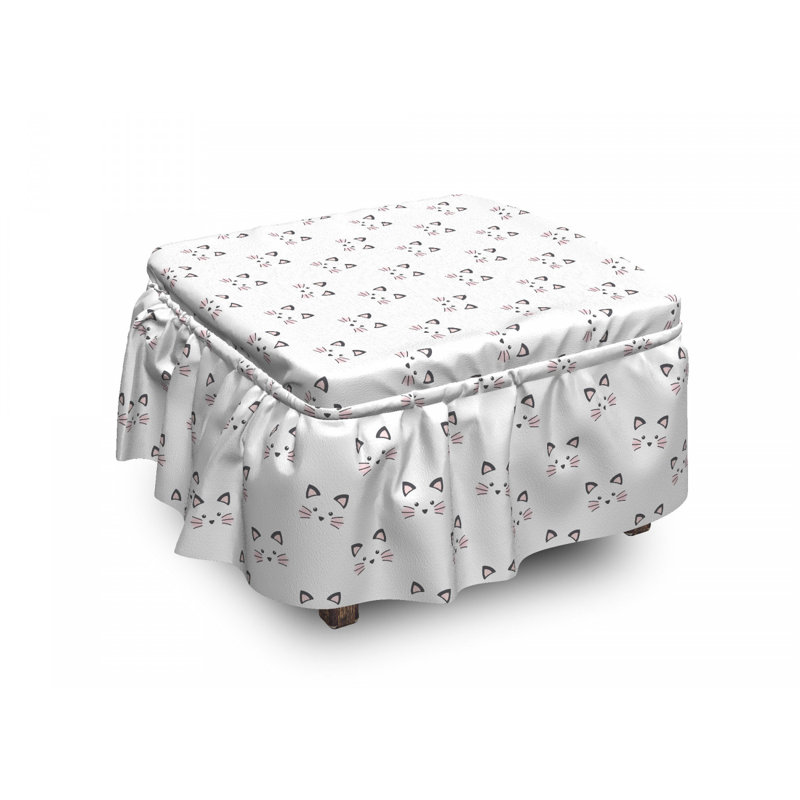 Ensemble de housse pour repose-pieds à coussin de boîte 2 pièces chat blushing face