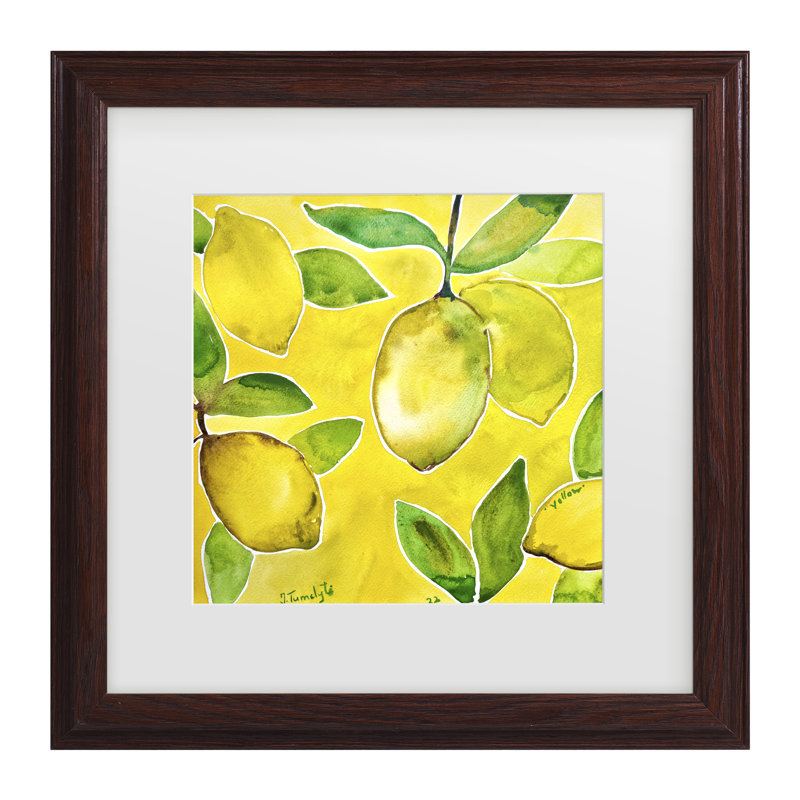 Juliette Belickien, citrons jaunes emmêlés, art encadré, H 13,75 po x l 13,75 po
