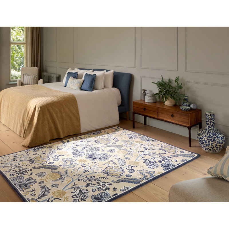 Hand Tufted Floral Area Rug, Rectangle 8'2" x 11'6"