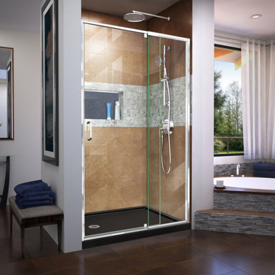 Porte de douche pivotante semi-sans cadre avec technologie Clearmax l 44 po x H 72 po Flex