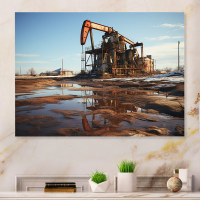 «Oill Drilling RIGH Field Winter Scenery» sur métal