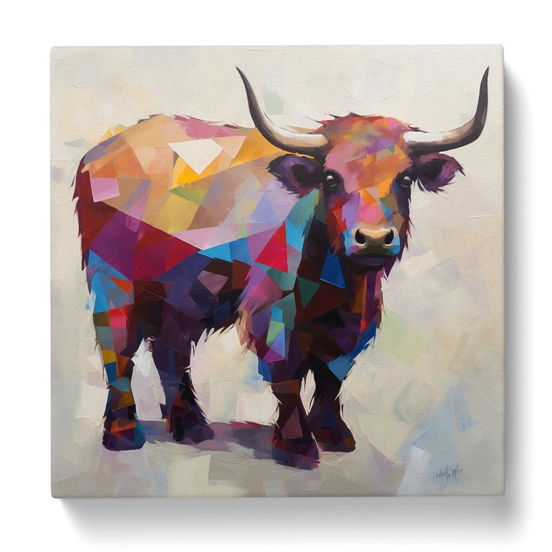 Highland Cow Suprematism - Wrapped Canvas, 35cm H x 35cm W x 3cm D