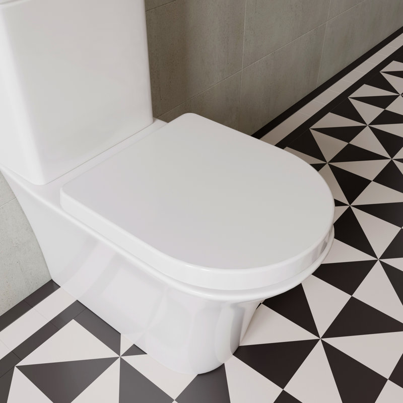 Eyre Soft Close Toilet Seat D Shape - Quick Release Button for Easy Cleaning and Adjustable Hinges with Top and Bottom Fixings Included, Antibacterial Treated Surface (White D-Shape)