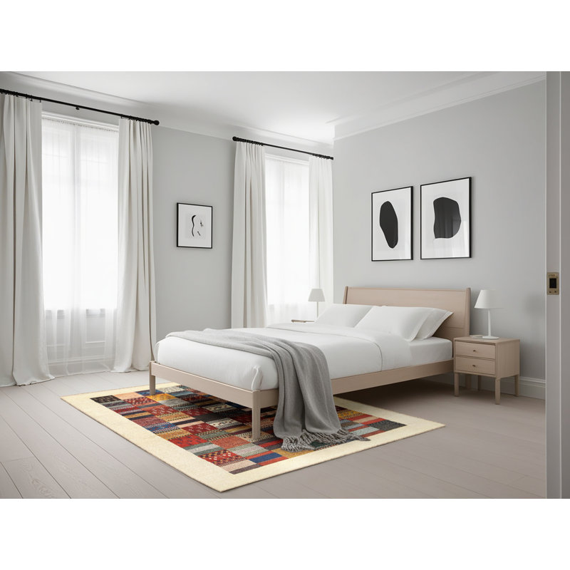 Tapis brun/rouge/gris zone contemporaine, Rectangle 5 pi x 7 pi