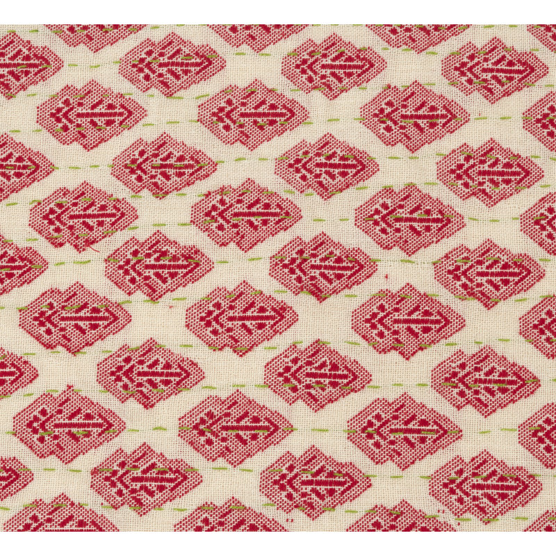 Handcrafted Red and Beige Cotton Table Runner