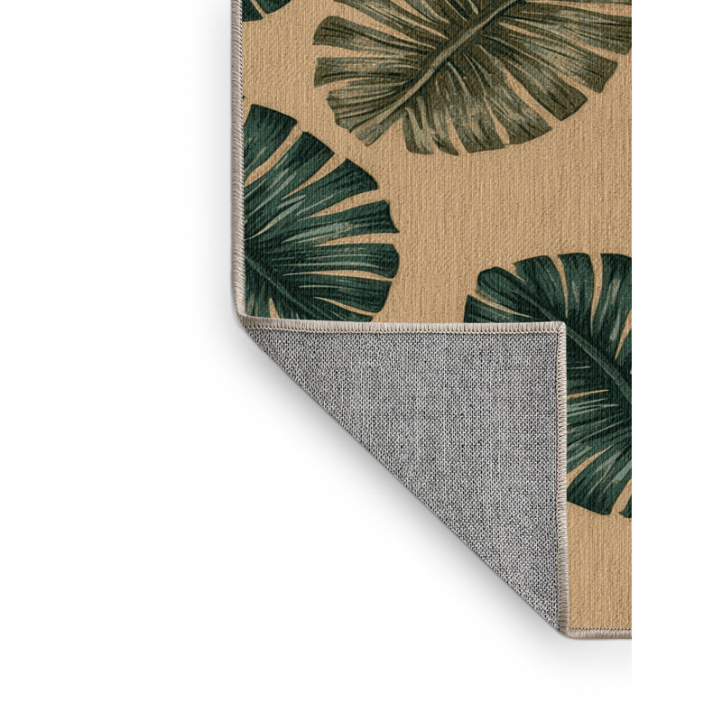 Washable Leaf Clusters Hawaiian Area Rug, Rectangle 2' x 3'