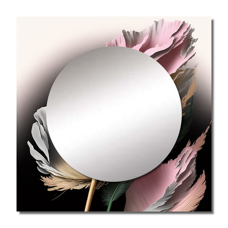 Delsean - Grand miroir carré floral rose pour décoration murale, 23 po x 23 po