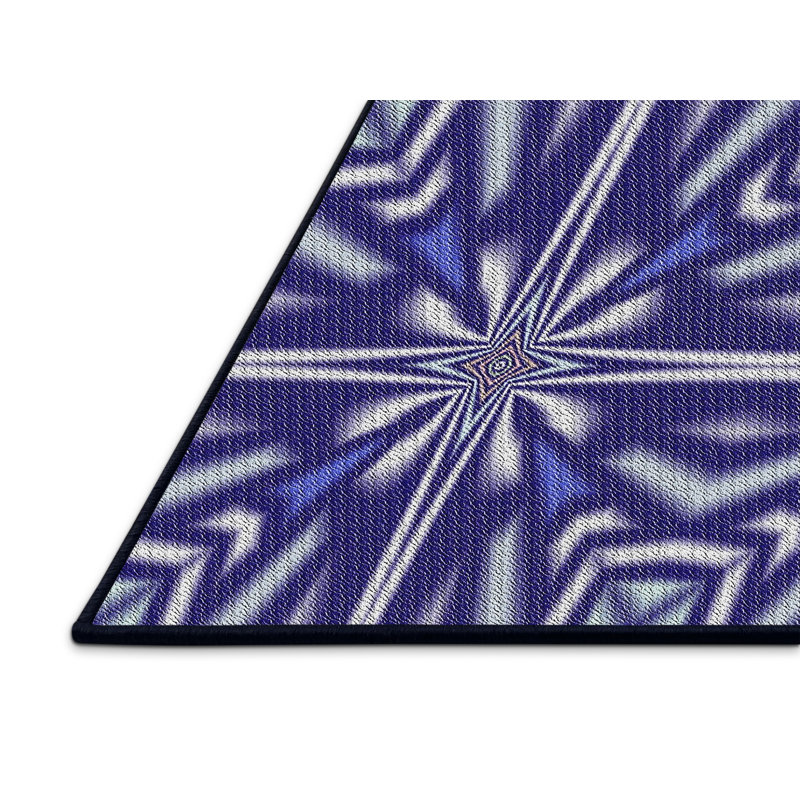 Tapis bleu/ivoire tissé à la machine, Rectangle 7 pi x 9 pi