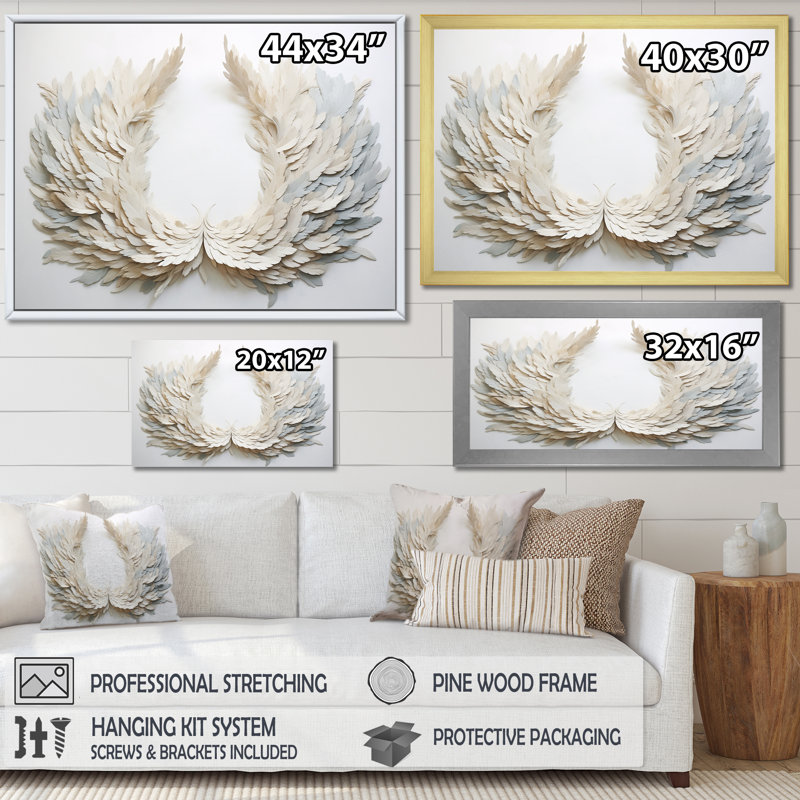 Couronne de plumes noires et blanches - Reproductions encadrées, 12" H x 20" W, Toile tendue