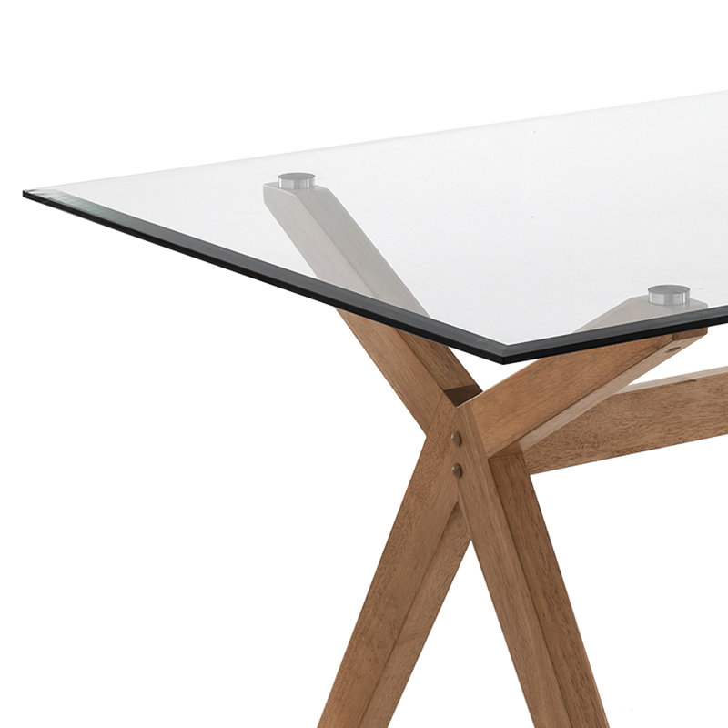 Demetra Glass Solid Wood Writing Desk