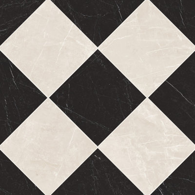 Tuscany Checkerboard 12X12 Marquina And Dolomia