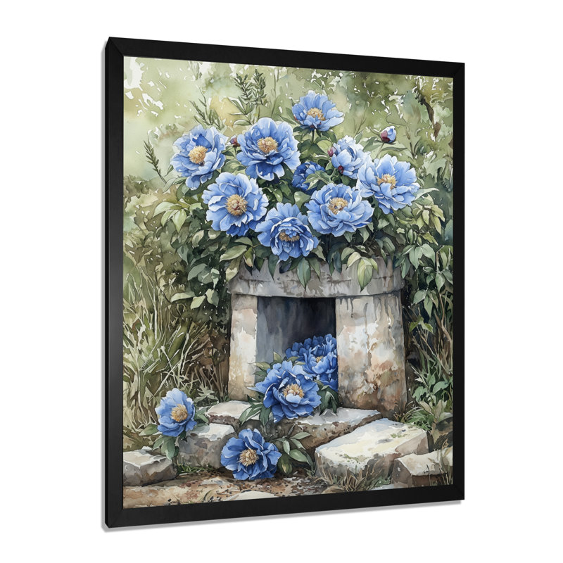Florendo - Floral Wall Art, Noir, noir, noir, noir, H 20 po x l 12 po, Reproduction encadrée sans passe-partout