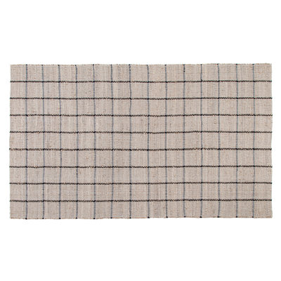Abagail Black Beige Hand-Loomed Checkered Jute Rug
