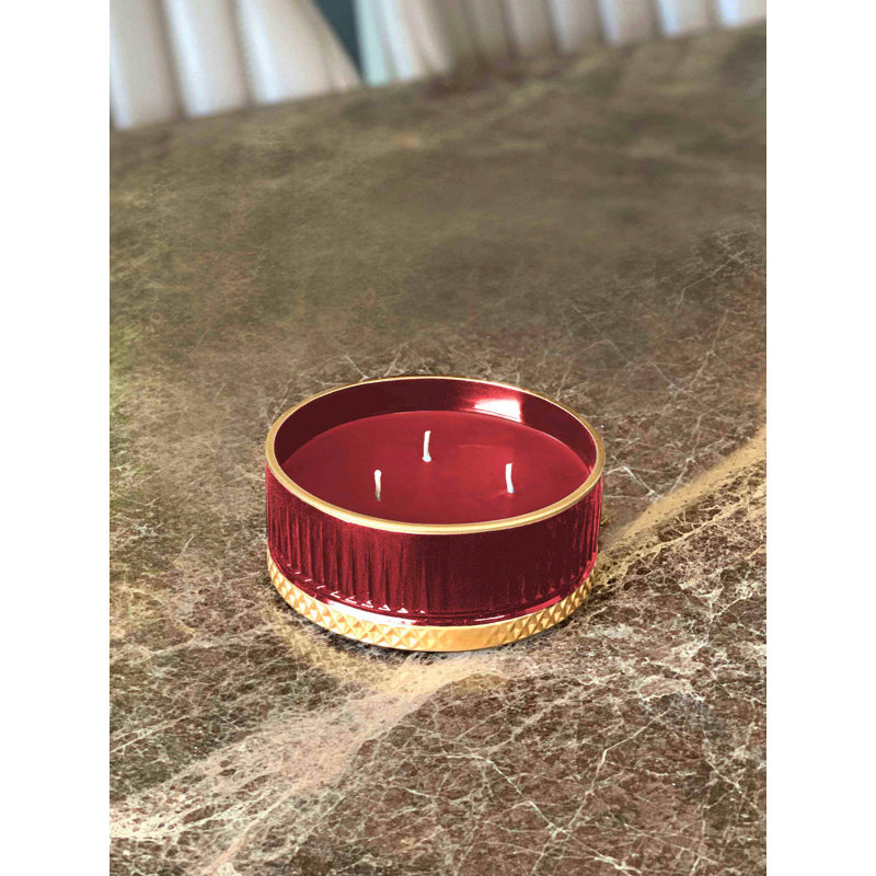 Bougie chauffe-plat non parfumée, Rouge bordeaux / or