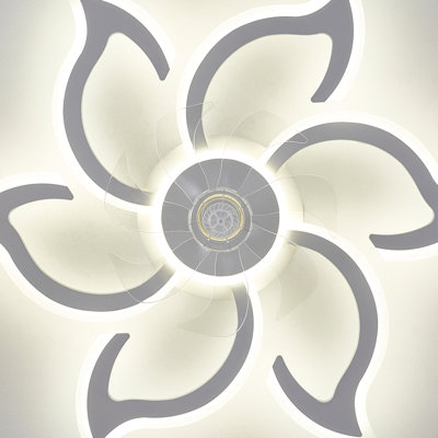 Flower Ceiling Fans With Lights And Remote, 33.5 Inch Modern Low Profile Flush Mount Ceiling Fan, Dimmable Led Ceiling Light Fixture,