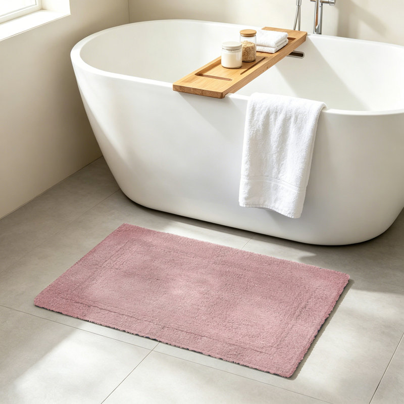 Tapis de bain antidérapant 100% coton, Simple - L 24 po x l 24 po, Dusty Pink