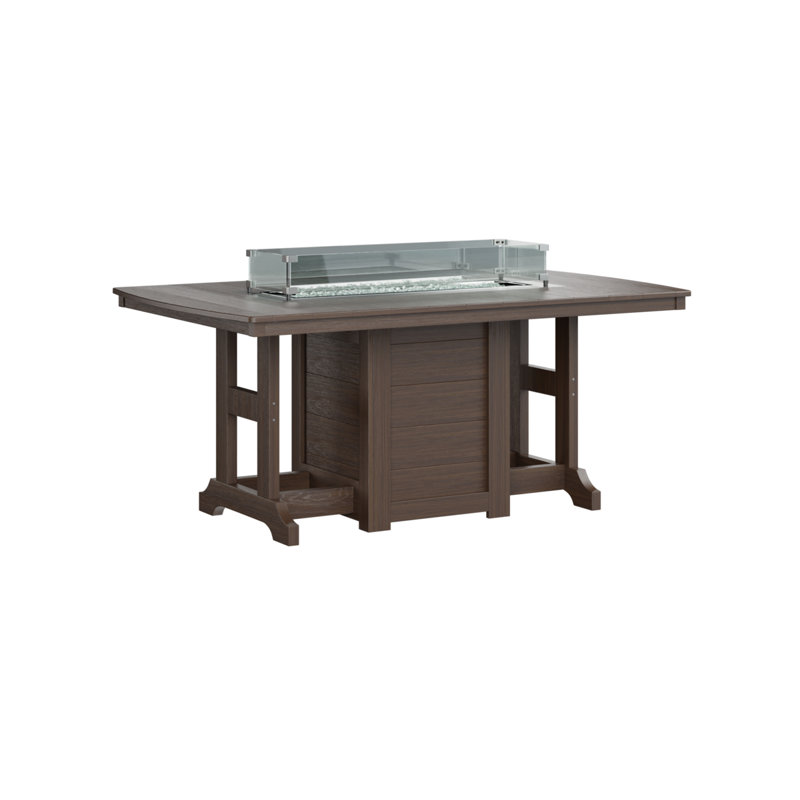 Berlin Gardens Garden Classic 72″ Fire Pit Counter Height Dining Table, Brazilian Walnut, 35.5" H x 44" W x 72" D