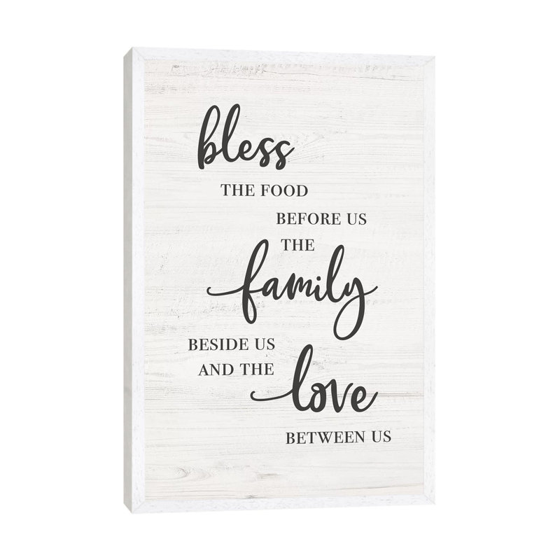 Bless Family Love - Print on Canvas, White Framed, 101.6cm H x 66.04cm W x 3.81cm D