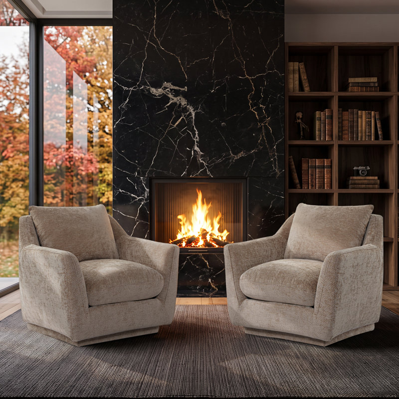 Fauteuil d'appoint rembourré en chenille entièrement pivotant à 360 °, Brown