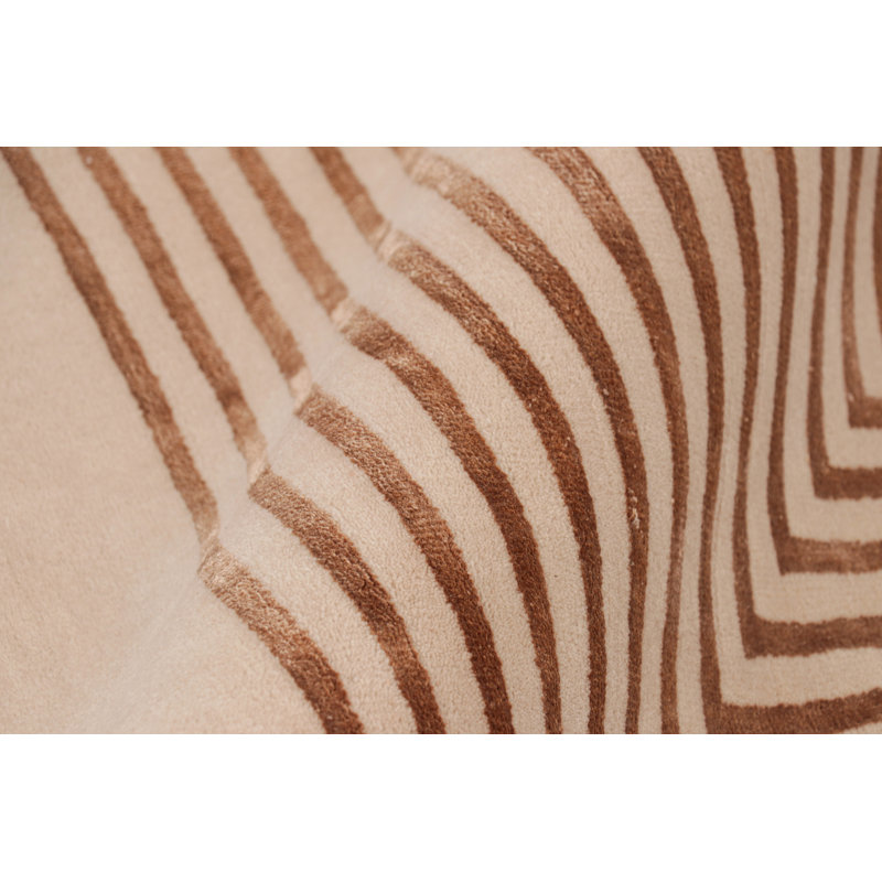 Art Deco Hand Knotted Wool Geometric Area Rug, Rectangle 5' x 8'