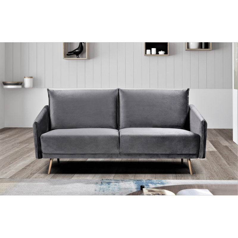 Leidesdorff 72.83'' Velvet Sofa, Gray