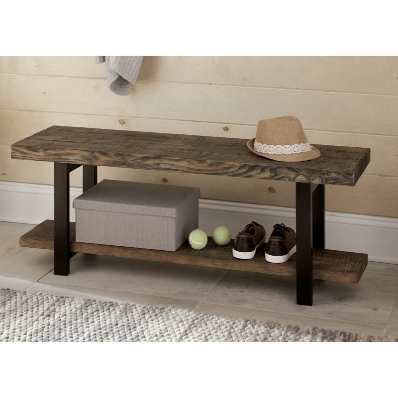 Solid Wood Storage Bench, Natural