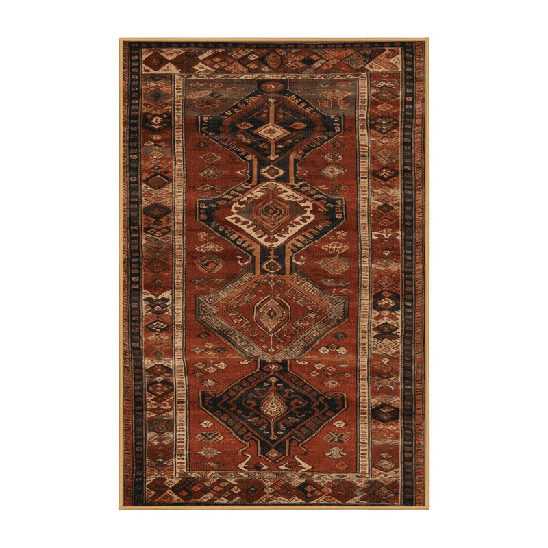 Tapis brun turc lavable à la machine, Rectangulaire 2 pi x 3 pi