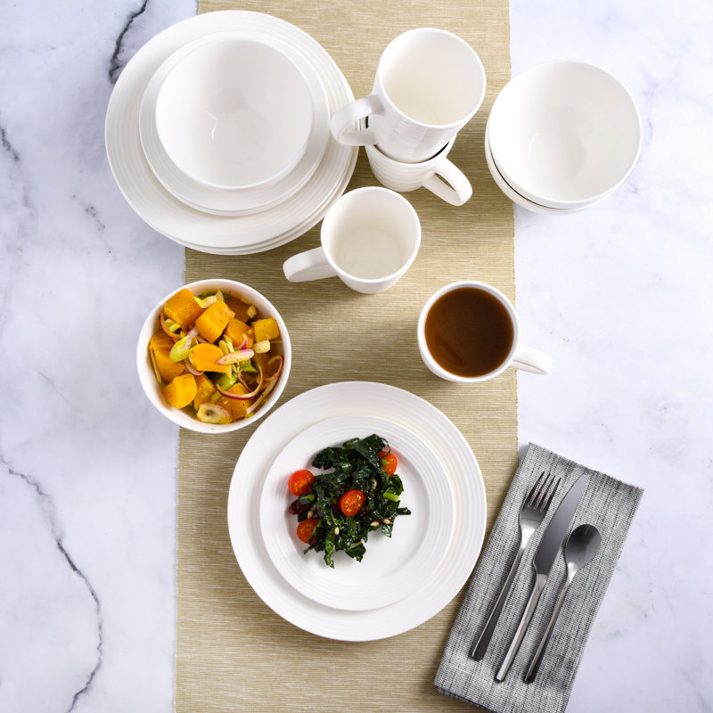 Amelia Court White Porcelain 16-Piece Dinnerware Set