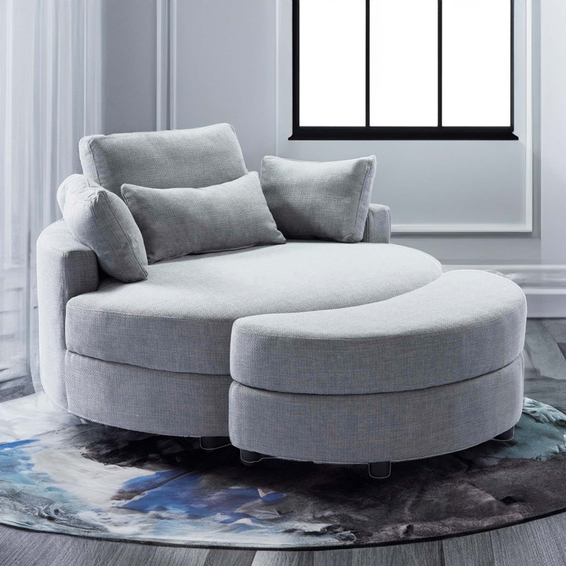 Alondria Upholstered 51.2'' Chair, Light Gray Fabric