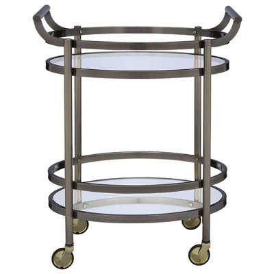 Lakelyn Serving Cart, Clear Glass & Brushed Bronze Finish