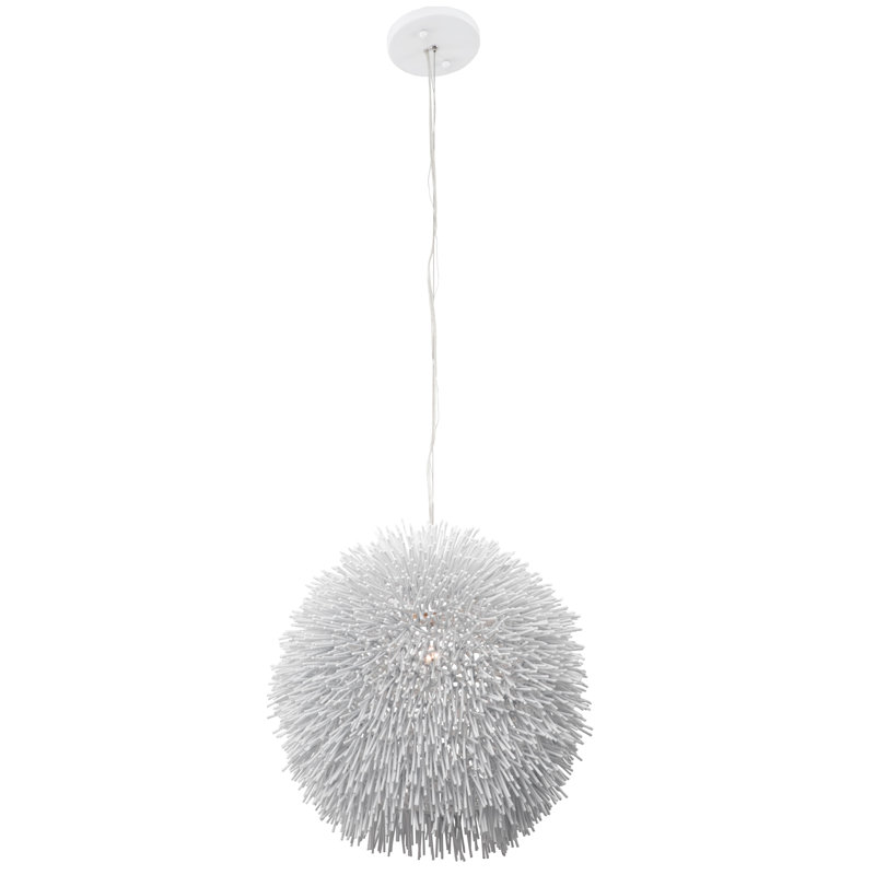 Luminaire suspendu sphérique unique à 1 lumière Urchin, Blanc