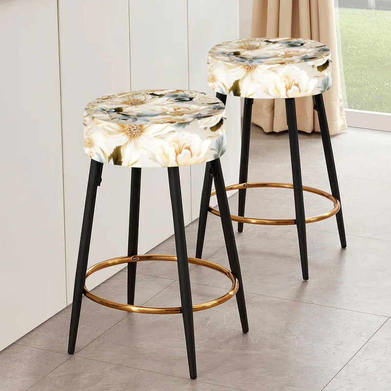 Amrit - Ensemble de 2 tabourets floraux