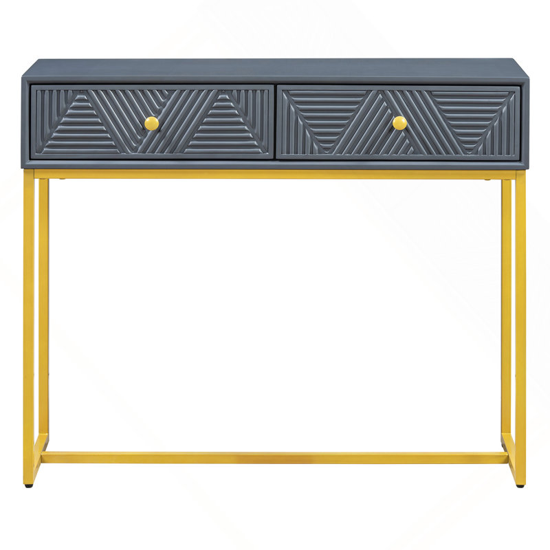 Console Table Two Drawers, Gray
