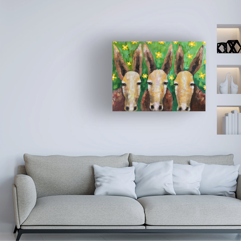 «Kares Evenson Three Asses», art sur toile, H 14 po x l 19 po