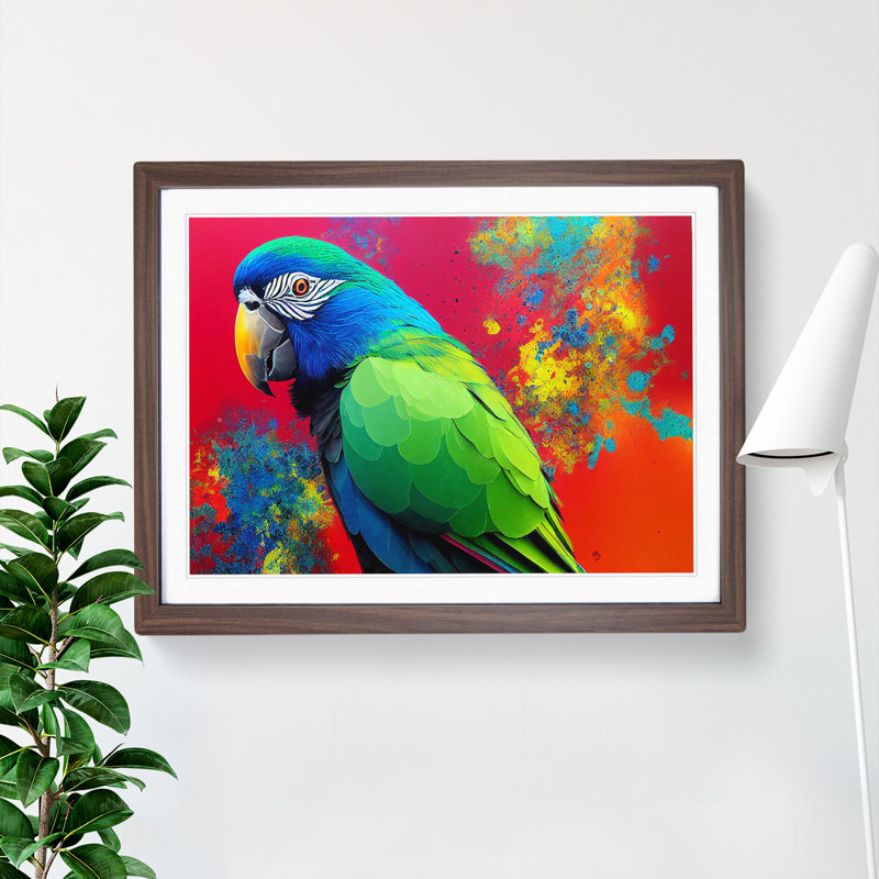 XH1022-6679X Painted Parrot Vol.2 - Single Picture Frame Print, 34cm H x 46cm W x 2cm D, Walnut Framed