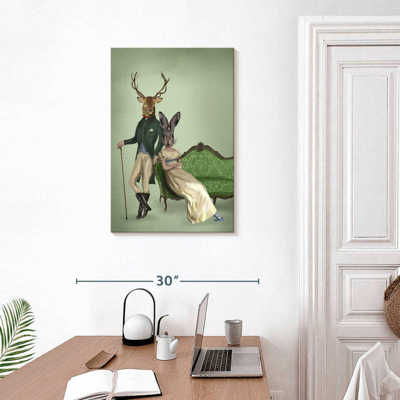 Ketti Mr. Deer et Mme Rabbit I, H 30 po x l 20 po