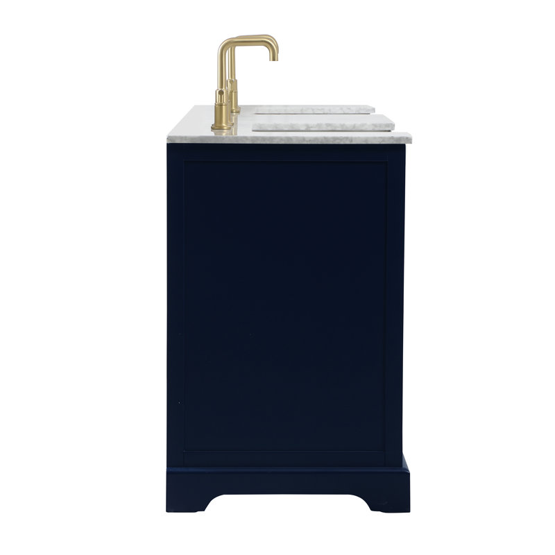 Pardue 72'' Double Bathroom Vanity with Marble Top, Blue