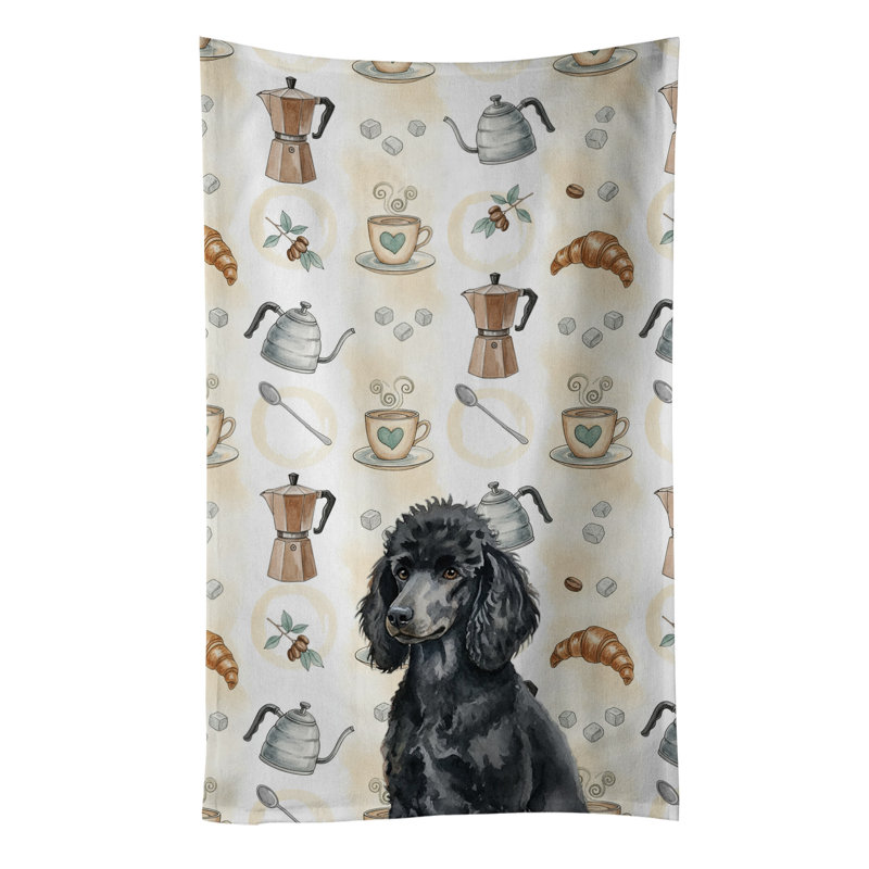 Standard Black Poodle Coffee Bar Kitchen Towel, Standard Black Poodle